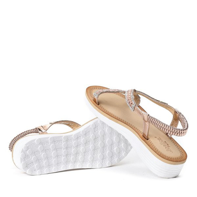 Sandály s platformou Rose Gold se zlacenými zirkony - Obuv 1