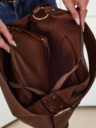 Aurelia Grande Venosa Shopper - Elegantna Velika Rjava Torbica iz Ekološkega Usnja A4