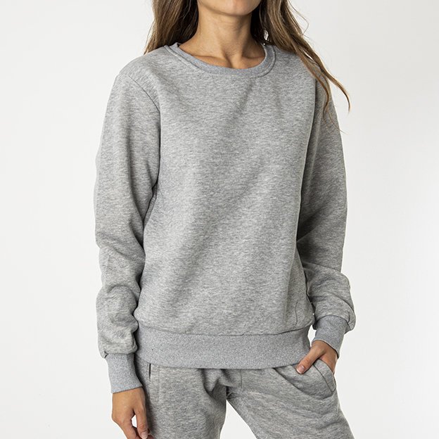 Svetlosivá dámska zateplená mikina bez kapucne - Oblečenie