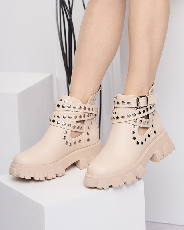 Dámske béžové čižmy na hrubšej podrážke Alaros- Shoes