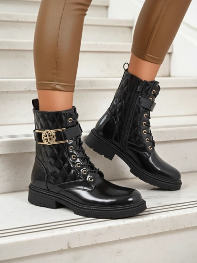 Prešite ženske gležnarje iz ekološkega lakastega usnja Opal Verge