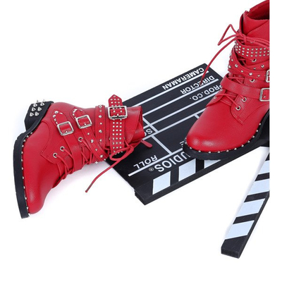 Czerwone workery z ćwiekami Stephanie - Obuwie