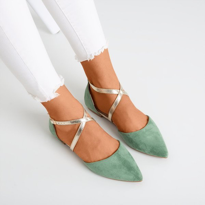 Zelené dámske ploché baleríny Vosia - Obuv
