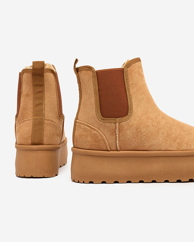 Royalfashion Hnedé dámske snehule na platforme Stiellsia