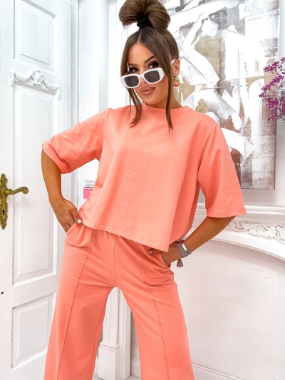 Royalfashion Dámsky bavlnený set s rozšírenými nohavicami