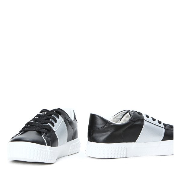 Czarno-srebrne tenisówki Ella- Obuwie