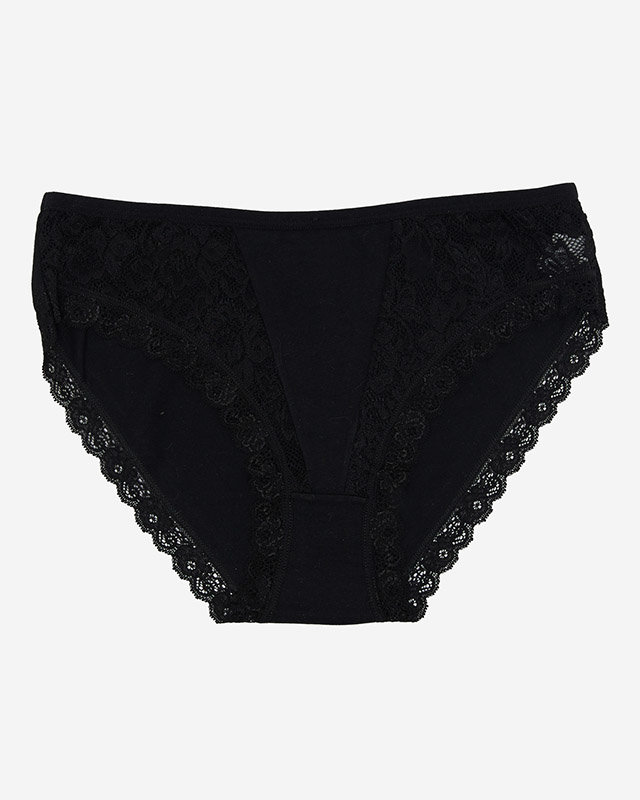 Dámske čierne bavlnené nohavičky s čipkou - Spodná bielizeň