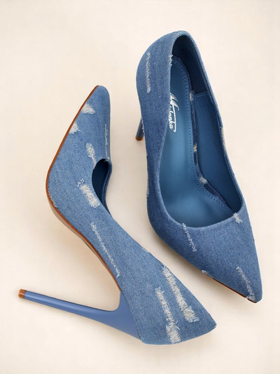 Royalfashion Dámske lodičky na vysokom opätku Denim Chic