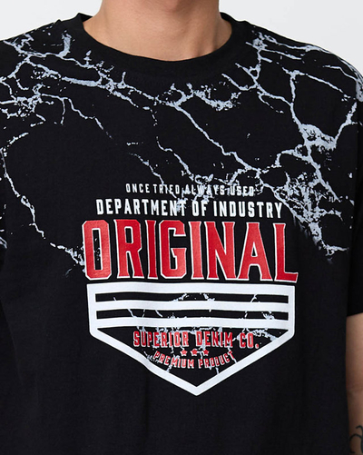 Pánske čierne tričko s potlačou - Oblečenie