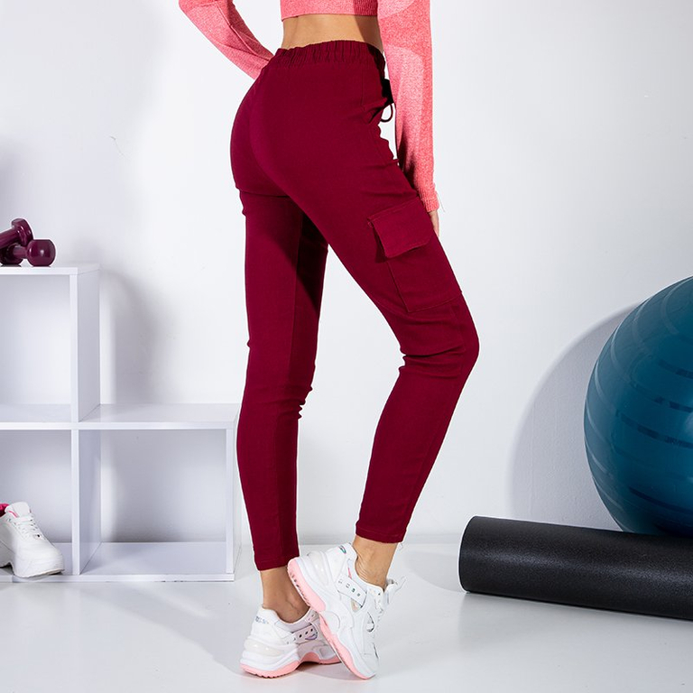 Červené dámske nákladné nohavice s vreckami - Oblečenie