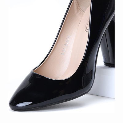 Czarne czółenka na słupku Dahlia - Obuwie