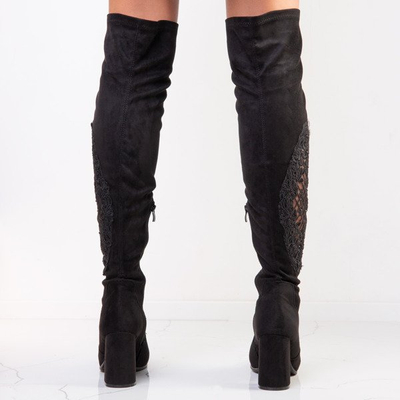 Čierne čižmy na vysokom stĺpiku Marletto - Obuv