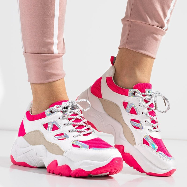 VÝPLET Biela a fuchsiová dámska športová obuv Rebina - Obuv