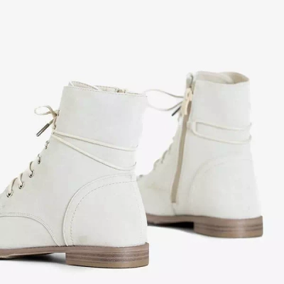 OUTLET Béžové dámske čižmy s ozdobami Matildat - Obuv