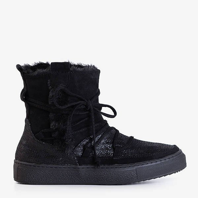 Čierne dámske snehové topánky s kožušinou Nosesi - Obuv