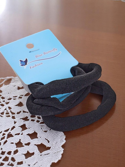 Royalfashion Sada 3 čiernych vlasových gumičiek Nero