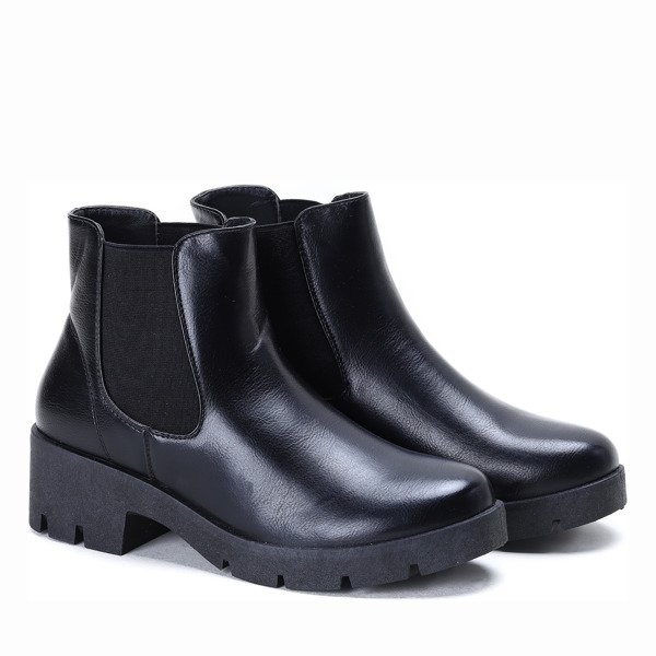 Czarne botki na grubym obcasie Makenzie - Obuwie