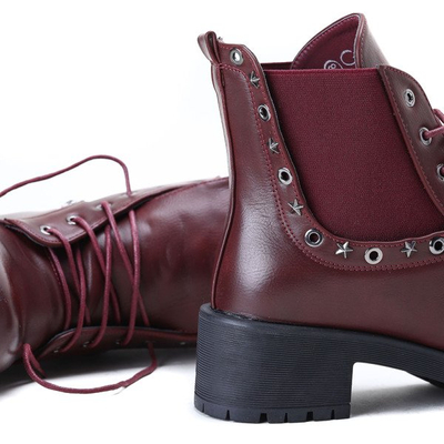 Bordowe workery Ember- Obuwie