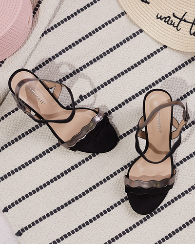 Čierne dámske sandále na vyššom stĺpiku značky Rudika - Obuv