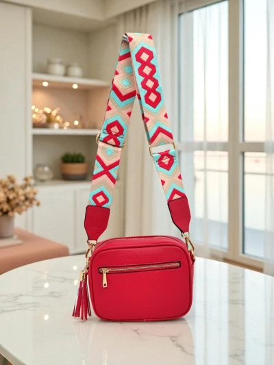 Royalfashion Mala ženska torbica iz eko usnja s pisanim pasom Kovi Lace