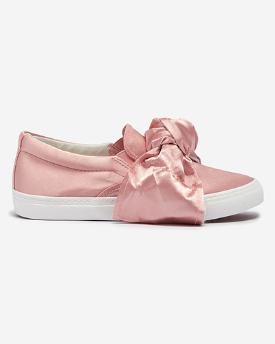 OUTLET Ružové dámske slip-on tenisky s mašľou Erous - Obuv