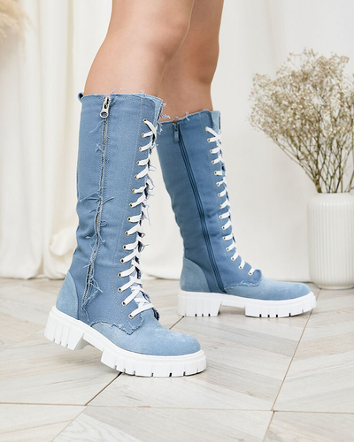 Royalfashion Modré dámske látkové čižmy Leconen