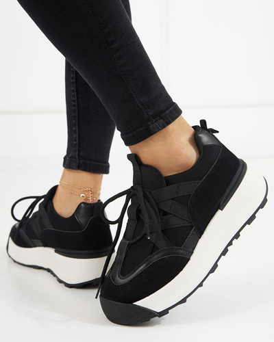 OUTLET Čierna dámska športová obuv s vyššou podrážkou Kanislo - Obuv