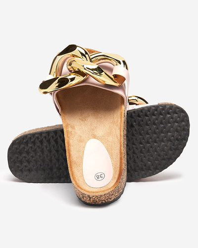 Dámske ružové papuče s ozdobou Sofig- Footwear
