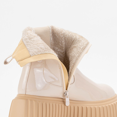 Béžové dámske lakované topánky Monka - Topánky