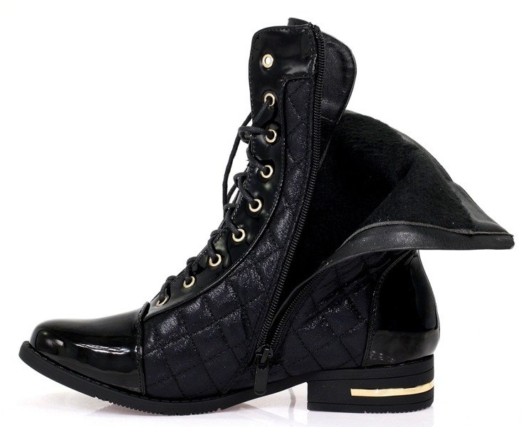 Czarne, pikowane workery - Obuwie