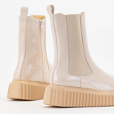 Béžové dámske lakované topánky Monka - Topánky