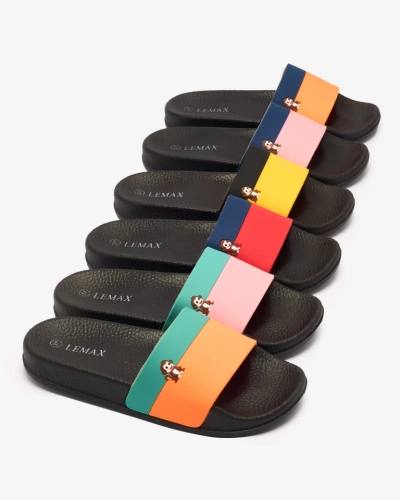 Royalfashion Zeleno-oranžové dámske gumené šľapky Lierigs