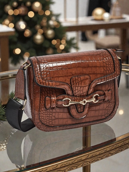 Ženska torbica Aurora Rjava Usnjena Elegantna za Vsak Dan