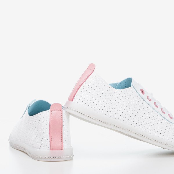 OUTLET Biele prelamované tenisky s ružovou vložkou Jasenia - Obuv