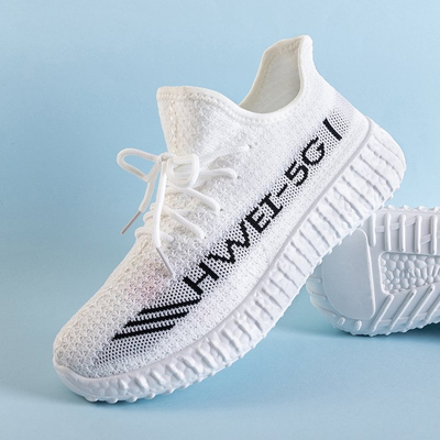 OUTLET Biele dámske športové topánky s nápismi Ernestine - Obuv