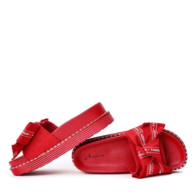 Červené žabky na silné platformě s ozdobným lukem Elemi - Obuv 1