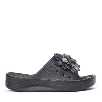 Czarne klapki na platformie Rosaria - Obuwie