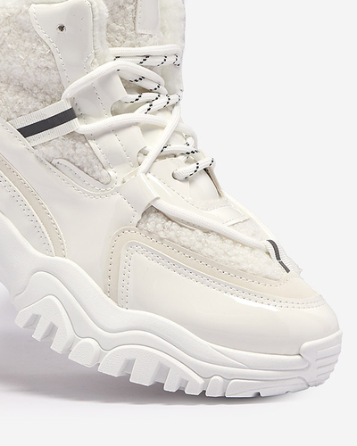 Biela dámska športová obuv s kožušinou Sagglo- Obuv