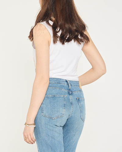 Dámsky top so zlatou potlačou v bielej farbe - Oblečenie