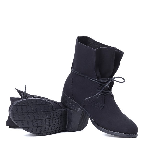 Czarne workery z tkaniny Miya- Obuwie