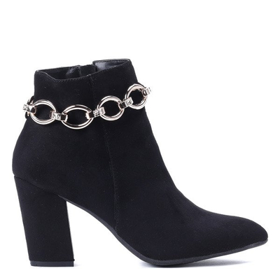 Czarne botki z łańcuszkiem Jolie - Obuwie