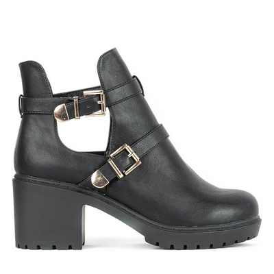 Czarne botki na słupku Rati - Obuwie