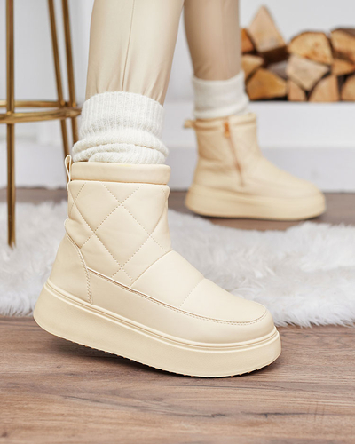 Royalfashion Béžové dámske čižmy a'la snow boots Kacecica
