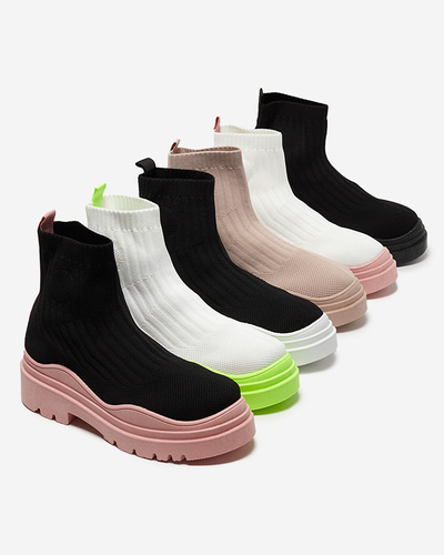 Dámske čižmy na hrubšej podrážke v bielo-ružovej farbe Korlic-Shoes