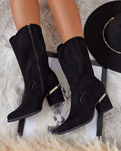 Royalfashion Ažurové nízke čižmy na podpätku Hewir