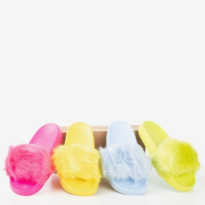 Neónové zelené papuče s kožušinou Millie - Obuv