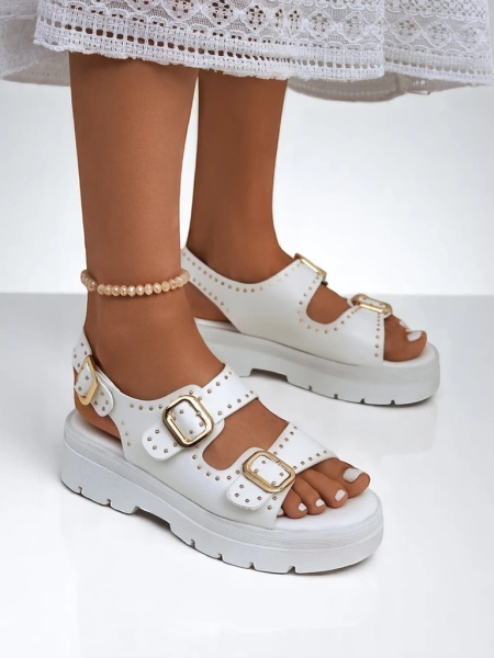 Royalfashion Ženski sandali z debelejšim podplatom z okrasnimi kamenčki Rocky Chic