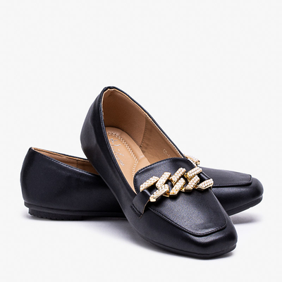 Čierne dámske mokasíny s perličkovým zdobením Krelizo - Topánky