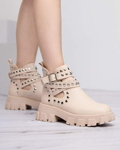 Dámske béžové čižmy na hrubšej podrážke Alaros- Shoes