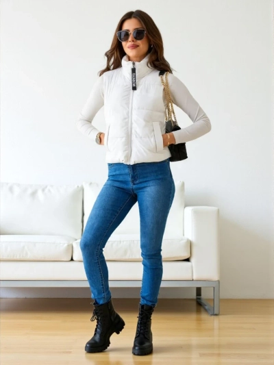 Royalfashion Dámska krátká bezrukávová bunda